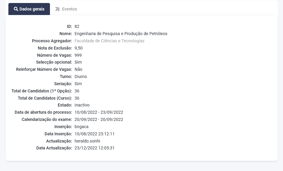 Curso Associado ao Processo
